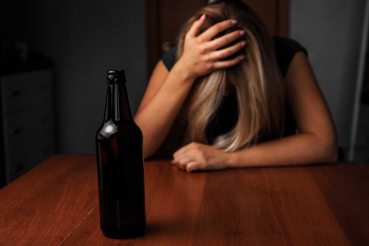 woman struggles to detox from alcohol